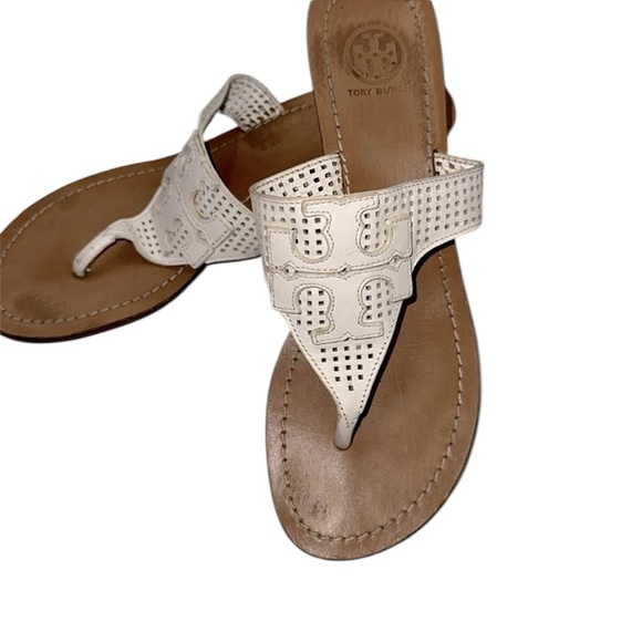Tory Burch Perforated White and Tan Sandals size 7 - Picture 9 of 9